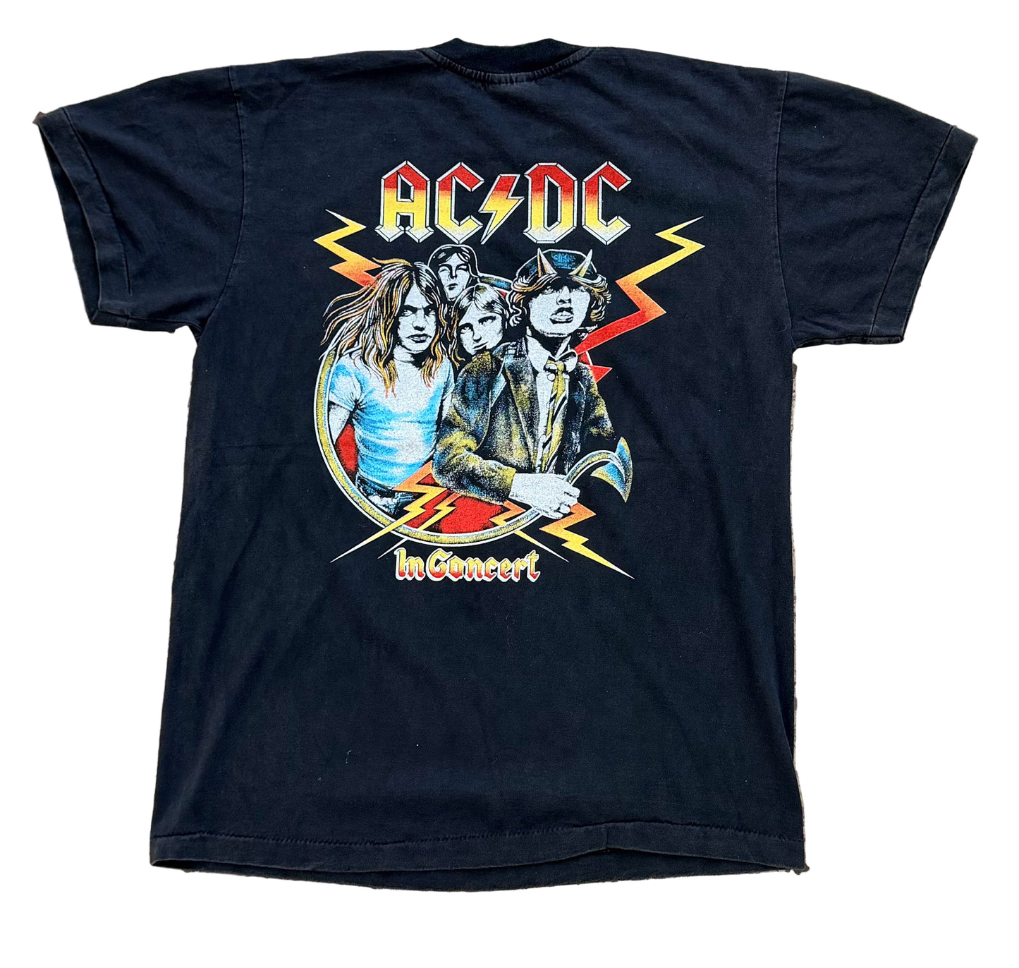 ACDC "Back To Black" "Highway To Hell" Single Stitch Made In USA Devil Graphic Vintage Band Tour T-Shirt