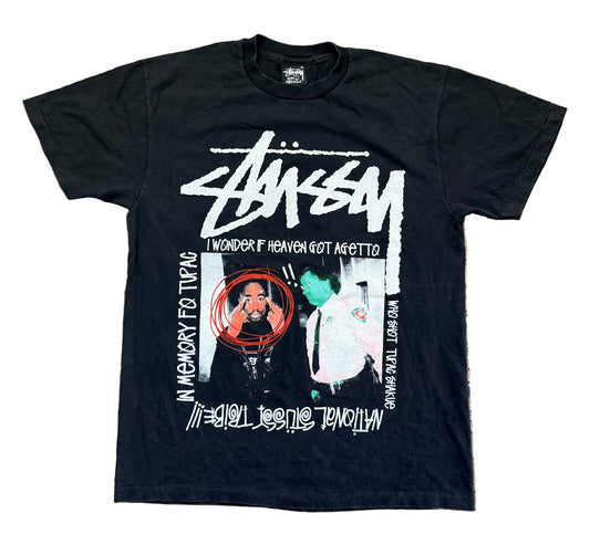 Vintage Stüssy x Tupac Shakur “I Wonder If Heaven Got A Ghetto” Memorial Tee | 90s Streetwear Rap Legend Tribute, Size-Large