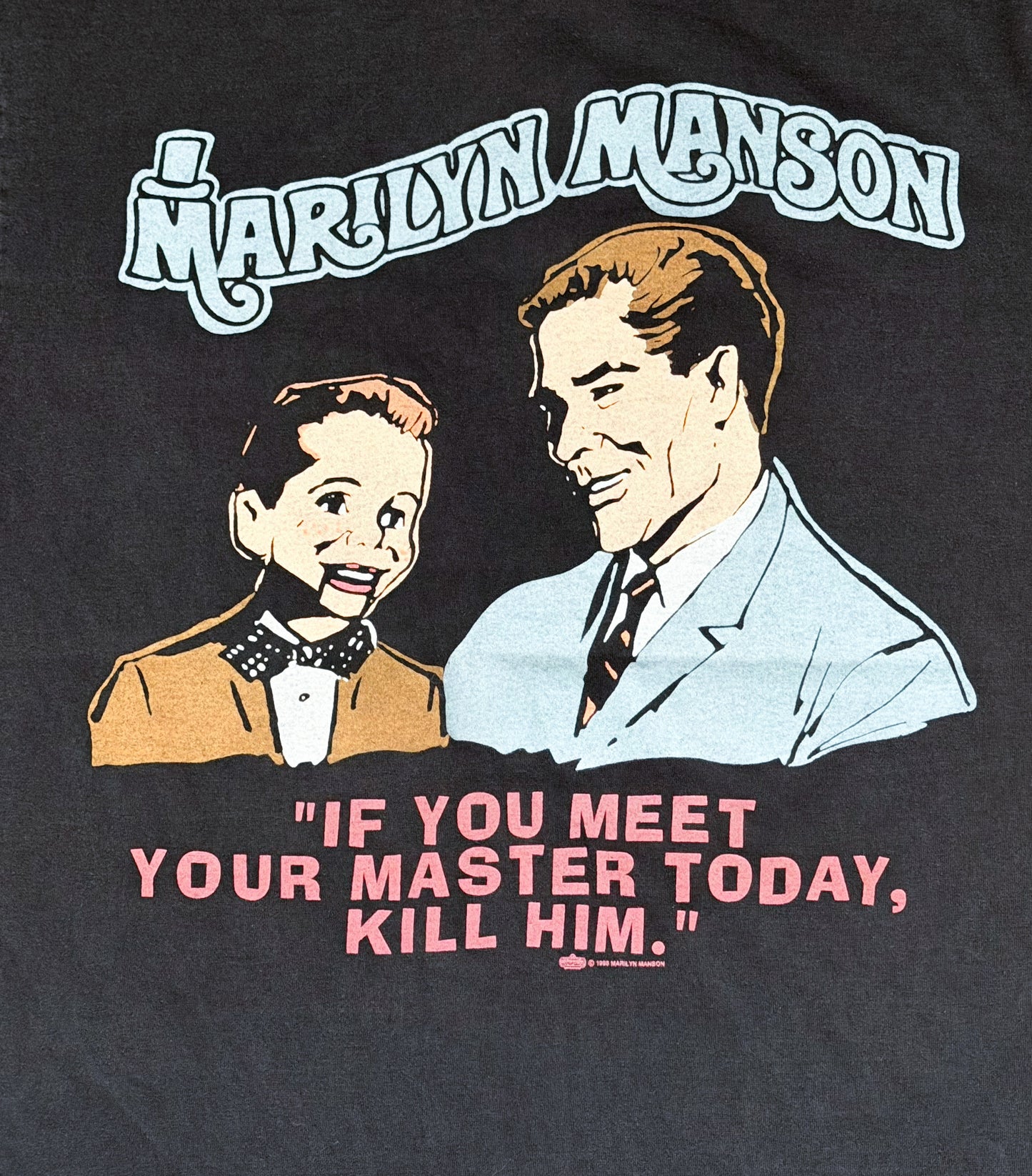 Vintage Marilyn Manson T-Shirt | Rare 90s Band Tee | “If You Meet Your Master Today, Kill Him” Graphic | Double-Sided Tour Shirt, Size-Large