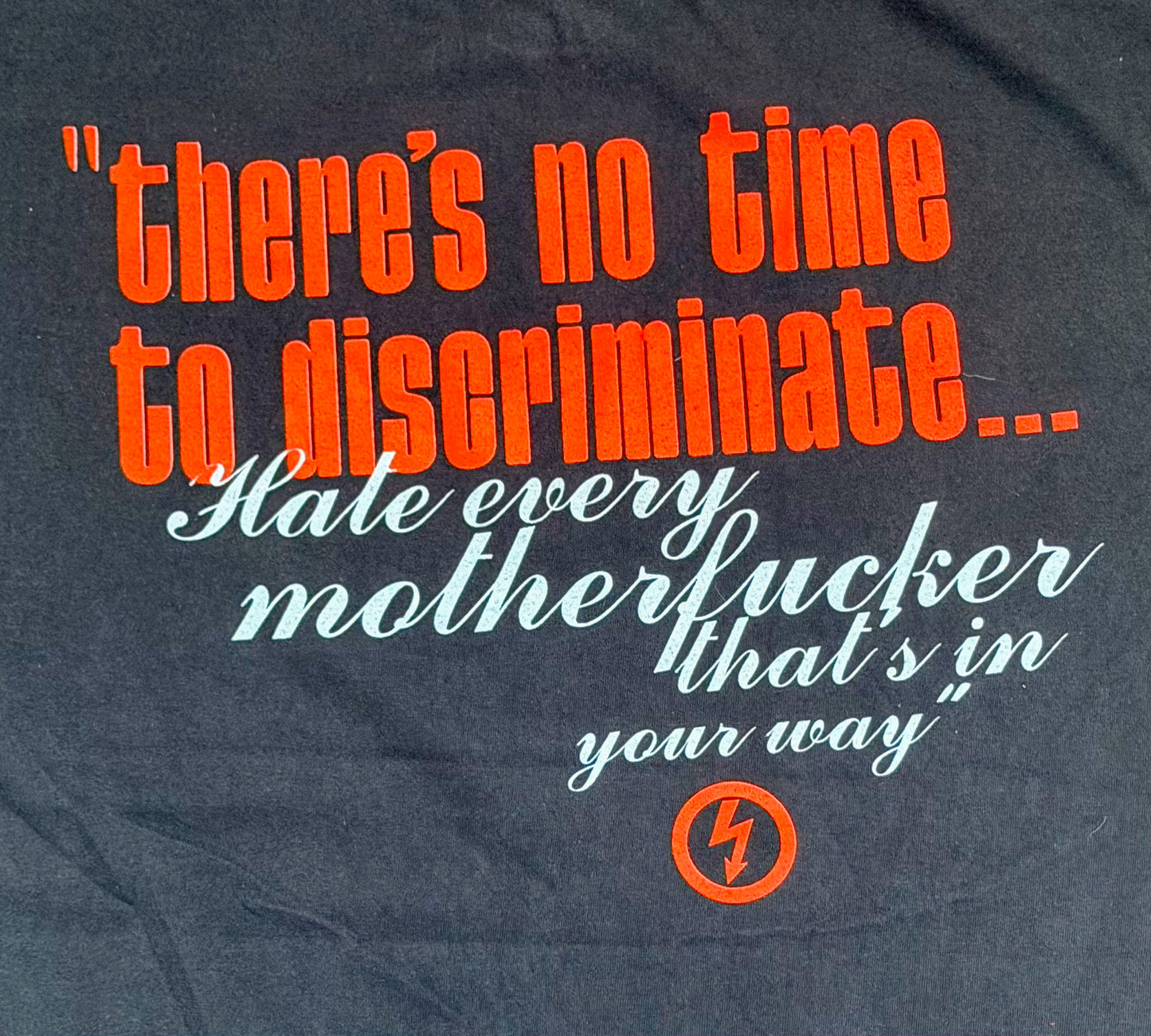 Vintage Marilyn Manson “There’s No Time to Discriminate” T-Shirt | Rare Antichrist Superstar Era Band Tee | Double-Sided Tultex Single Stitch, Size-Large
