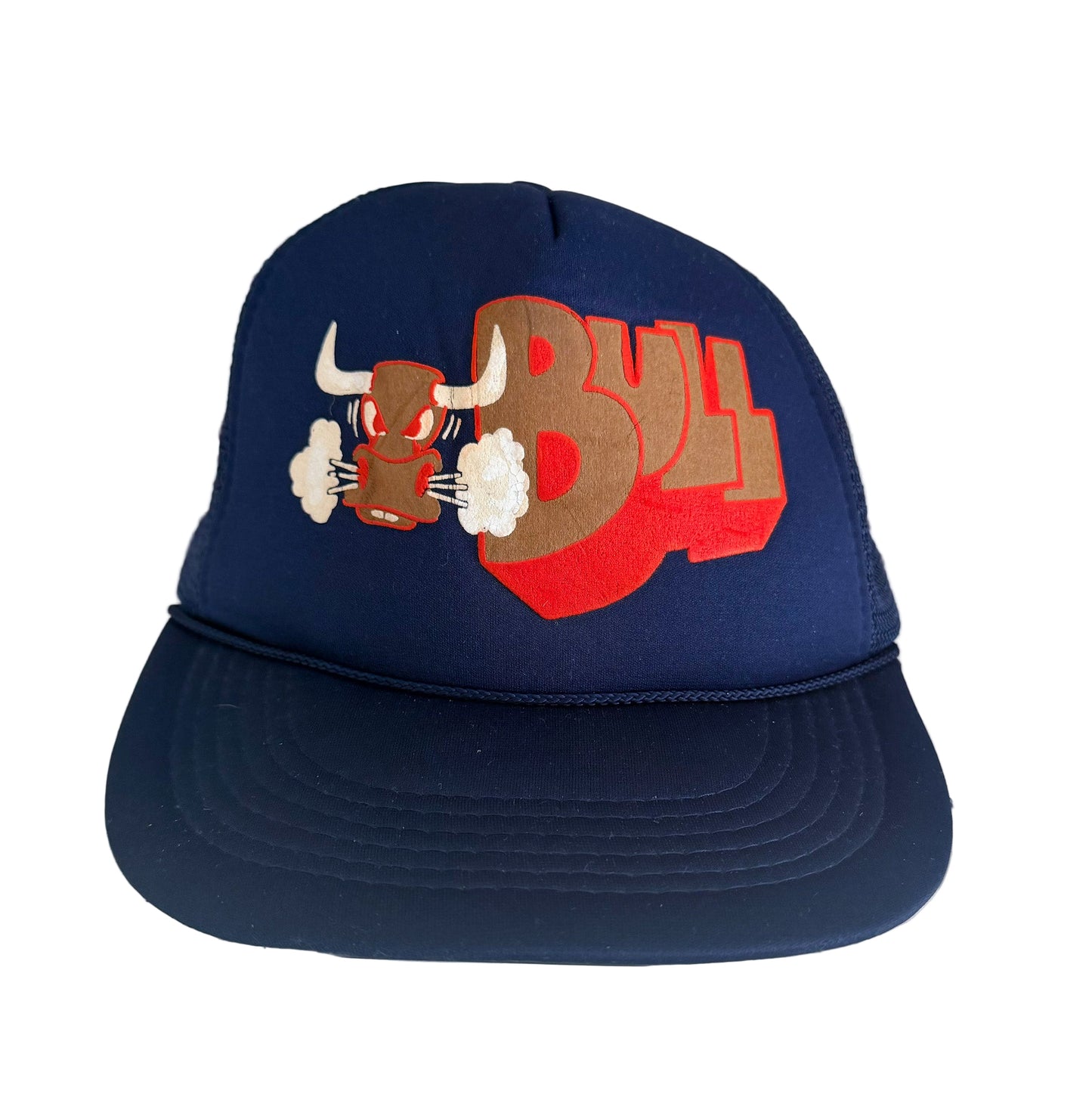 Vintage 90s Angry Bull Trucker Hat | Retro Foam Mesh Snapback Cap | Bold Red Brown Bull Graphic | Streetwear Baseball Hat