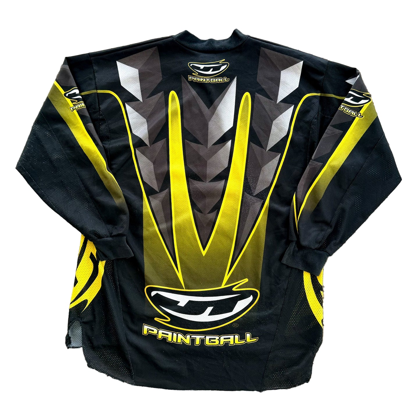 Vintage JT Paintball Jersey | 2000s Black & Yellow Mesh Motocross Style Top | Y2K Action Sports Streetwear