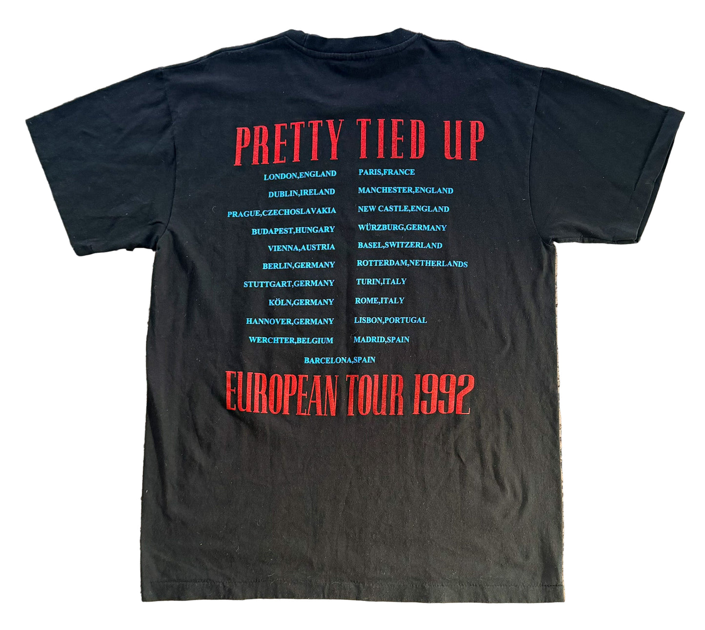 Vintage Guns N’ Roses “Pretty Tied Up” European Tour T-Shirt | Giant Tag Made in USA Tee, Size Large