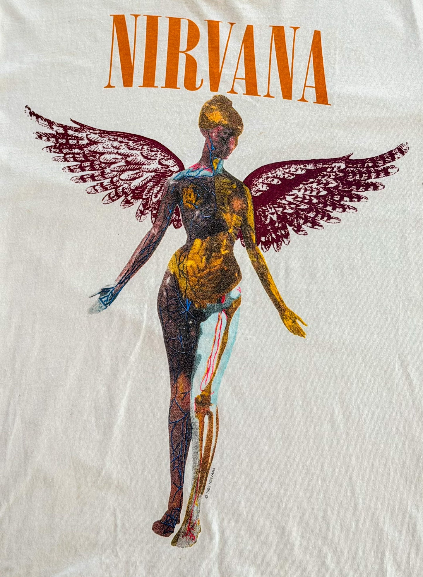 Vintage Nirvana In Utero Tee, Giant By Tee Jays Label, Single Stitch Made In USA, Size Large Rare
