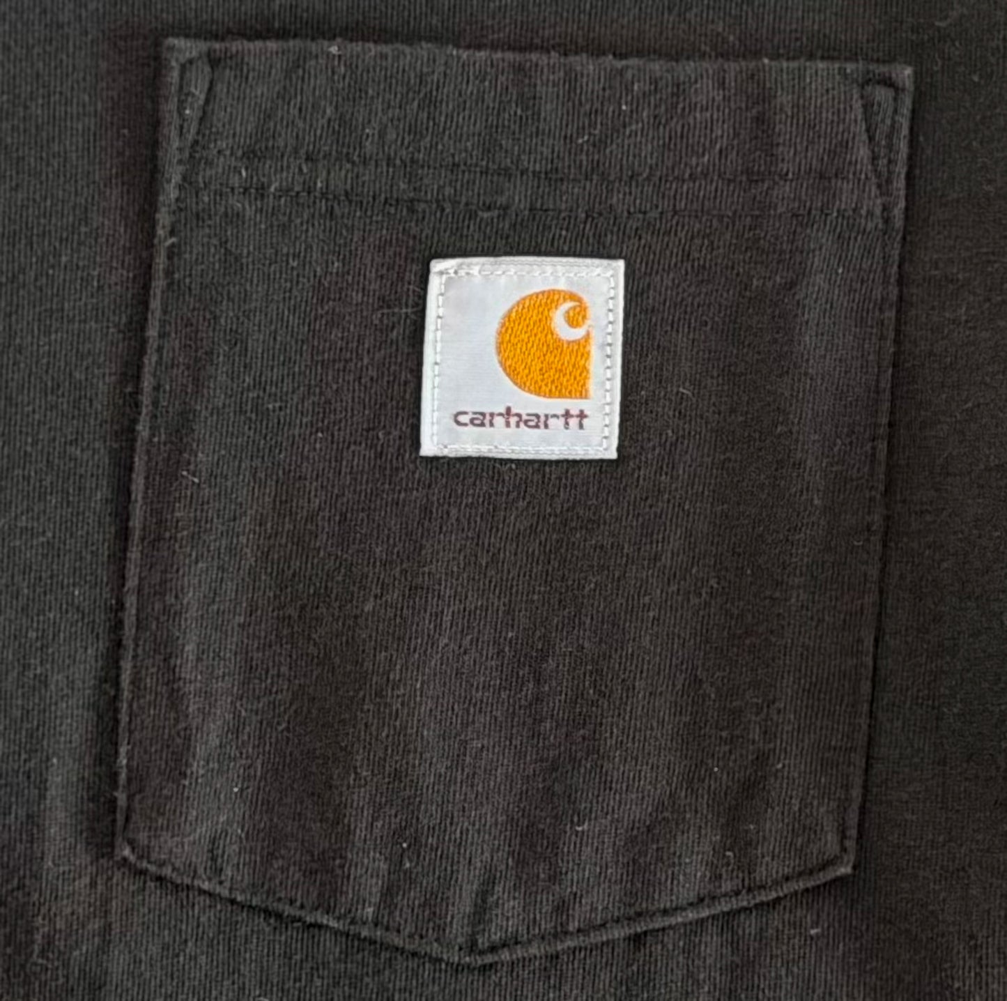 Carhartt Black Long Sleeve Pocket T-Shirt | Loose Fit Workwear Tee, Size Large