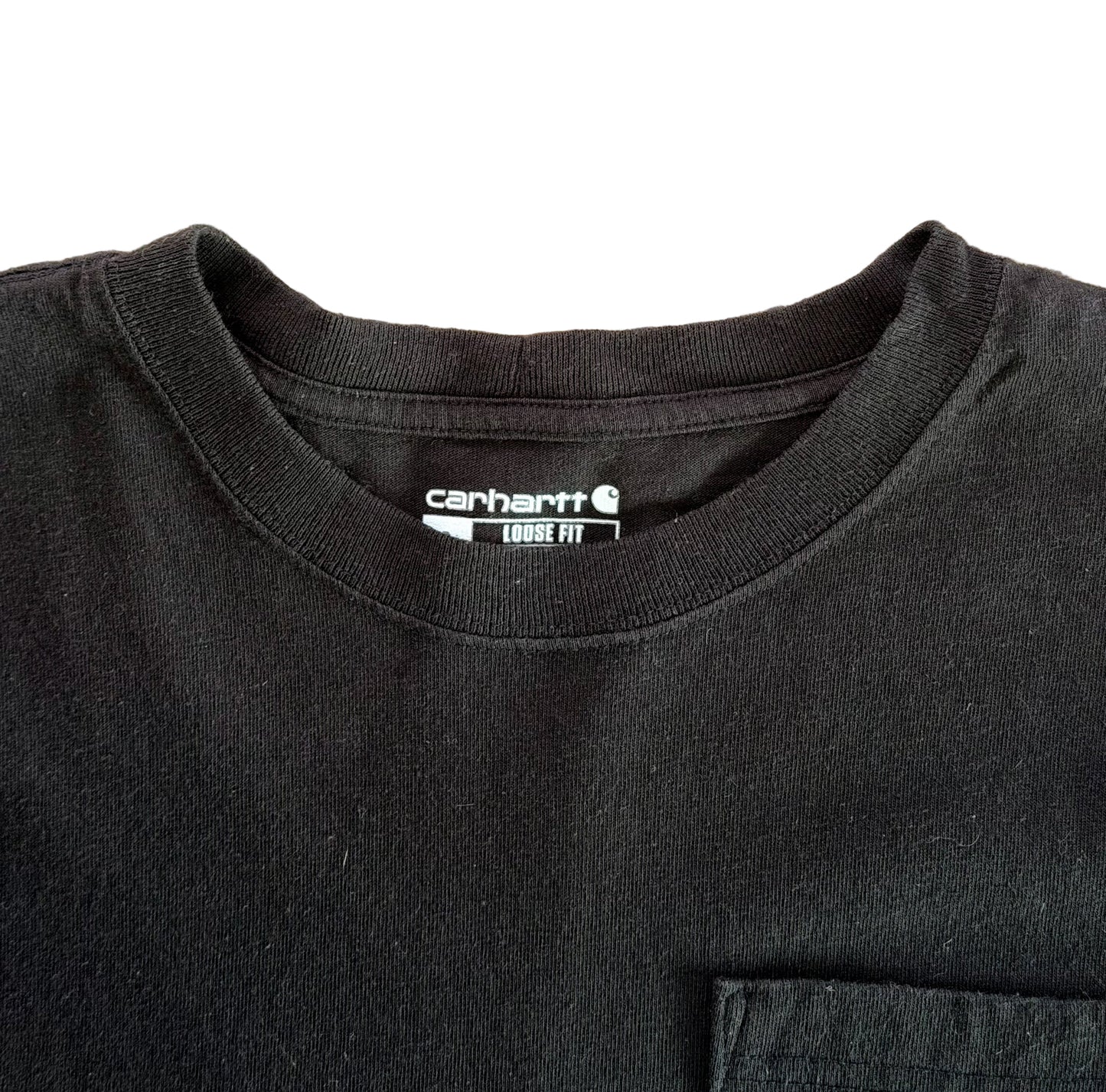 Carhartt Black Long Sleeve Pocket T-Shirt | Loose Fit Workwear Tee, Size Large