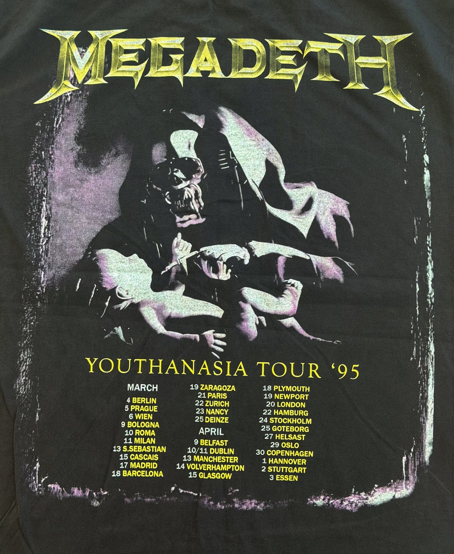 Megadeth Youthanasia Tour 1995 Single Stitch T-Shirt, XL