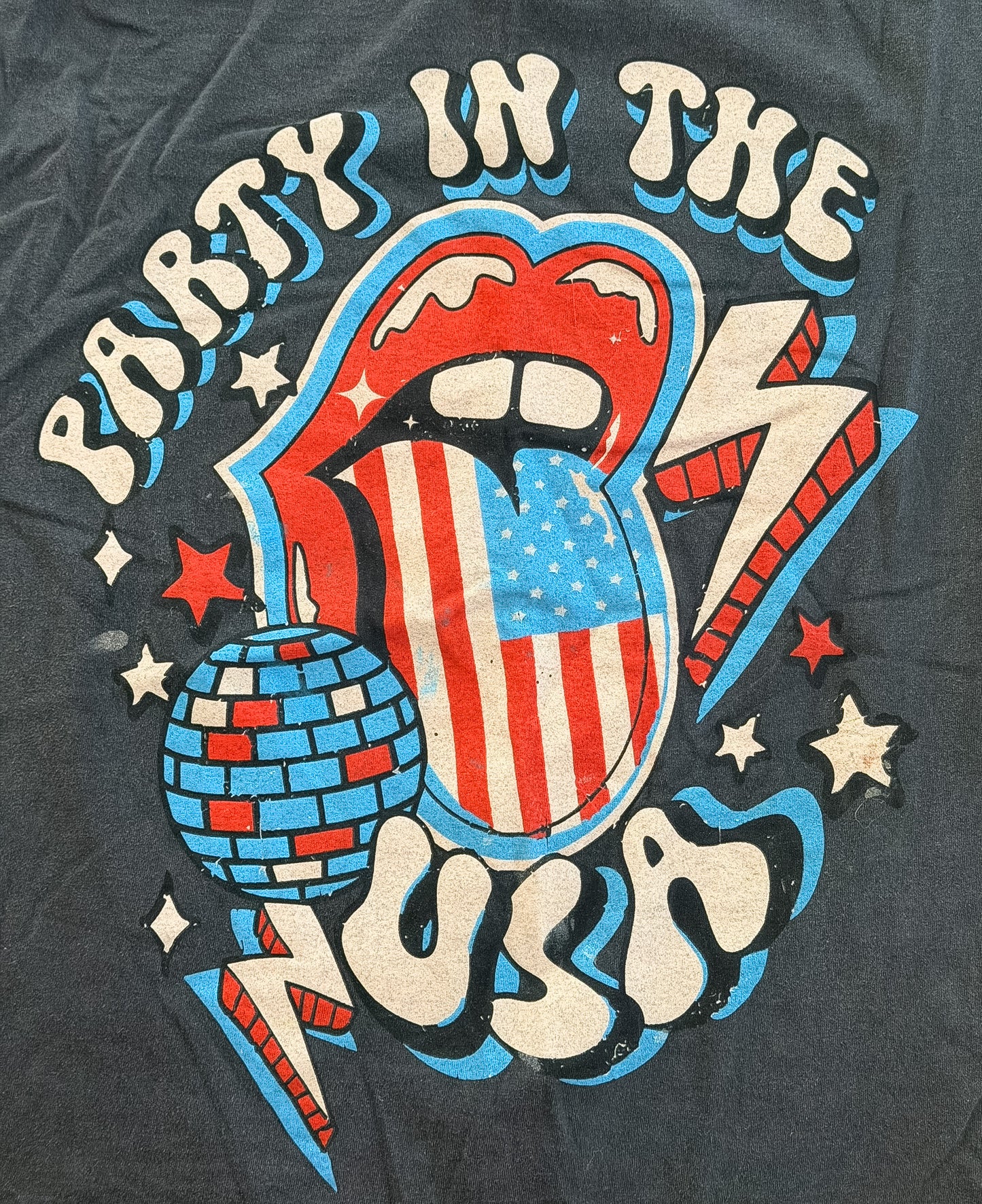Rolling Stones Party in the USA Single Stitch T-Shirt, Large