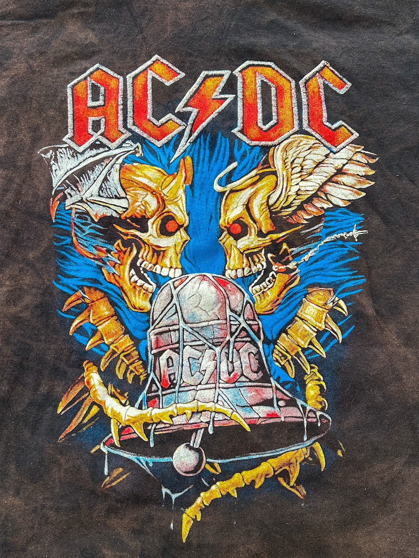 ACDC Skulls Acid Wash Band Artist Tee 2XL