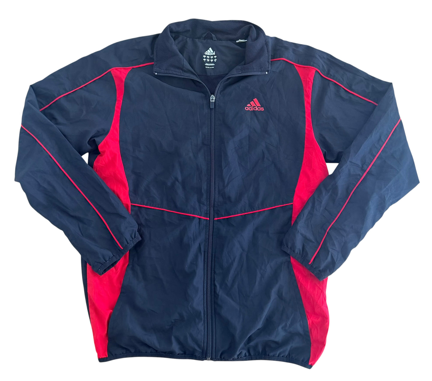 Adidas 2000s Red Panel and Black Windbreaker Jacket, Small