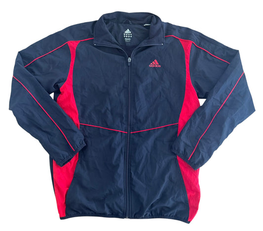 Adidas 2000s Red Panel and Black Windbreaker Jacket, Small