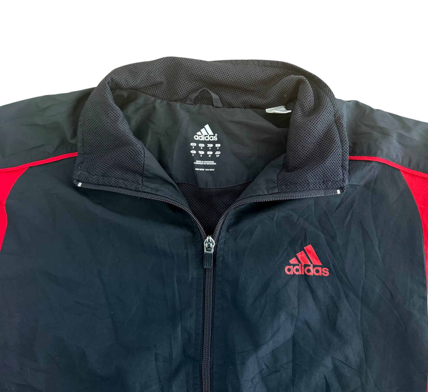 Adidas 2000s Red Panel and Black Windbreaker Jacket, Small