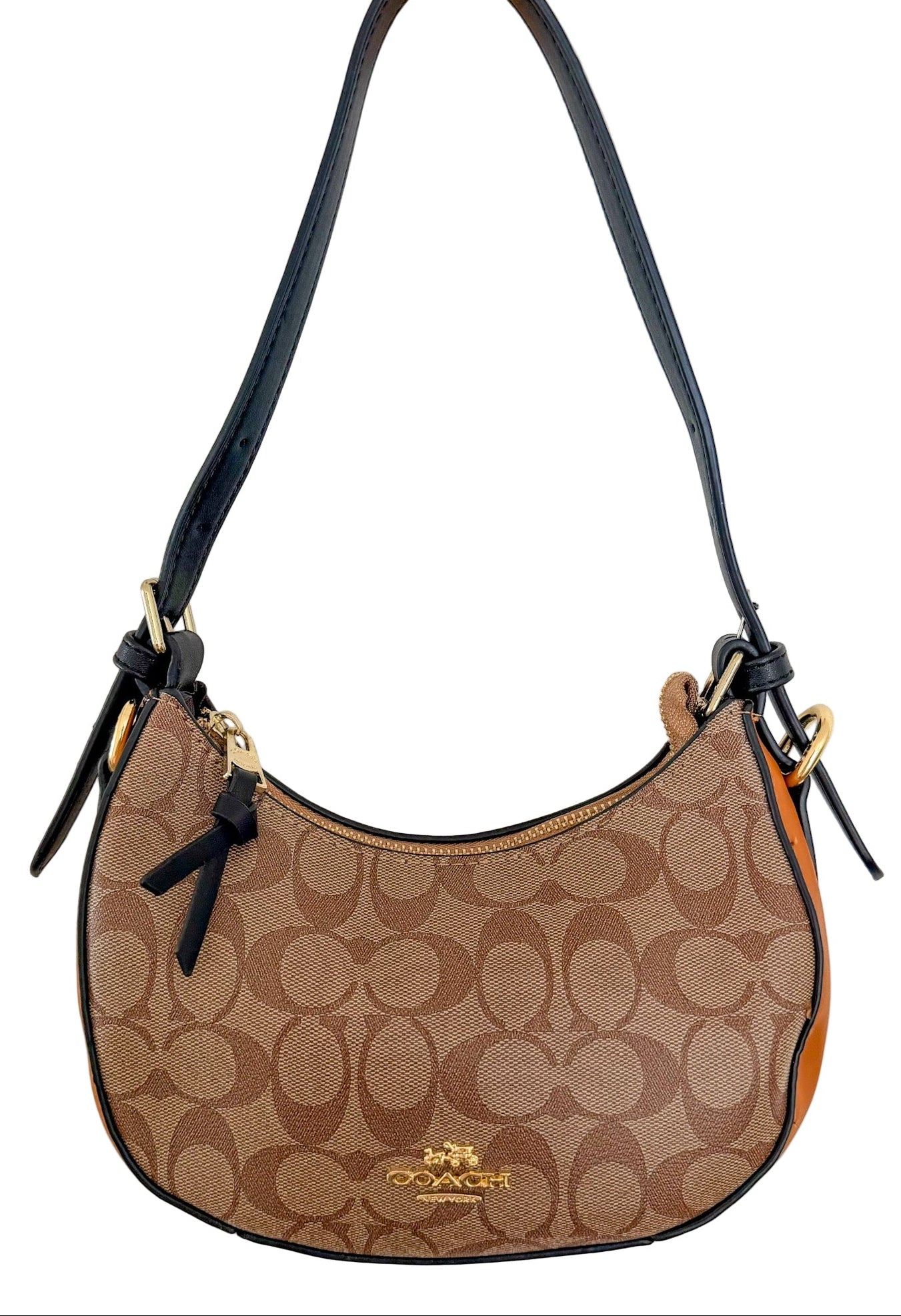 Coach Signature Jacquard Demi Shoulder Bag | Tan Canvas & Leather Accent | Vintage Y2K Shape Monogram Purse Bag