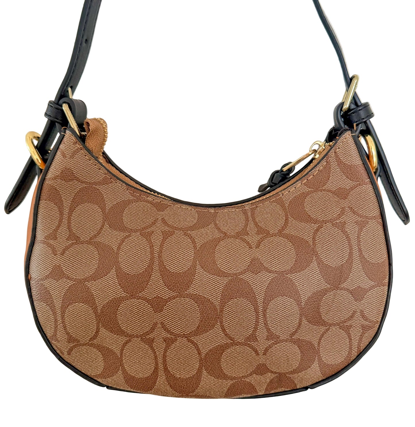 Coach Signature Jacquard Demi Shoulder Bag | Tan Canvas & Leather Accent | Vintage Y2K Shape Monogram Purse Bag