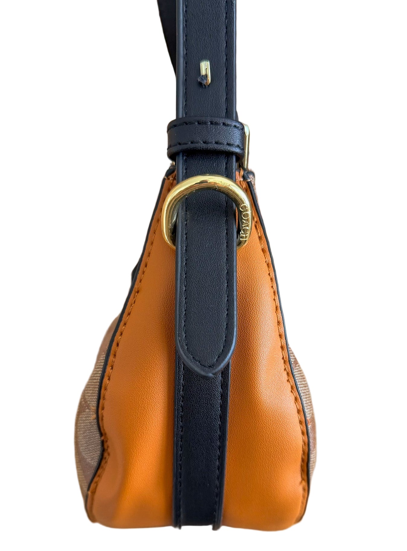 Coach Signature Jacquard Demi Shoulder Bag | Tan Canvas & Leather Accent | Vintage Y2K Shape Monogram Purse Bag