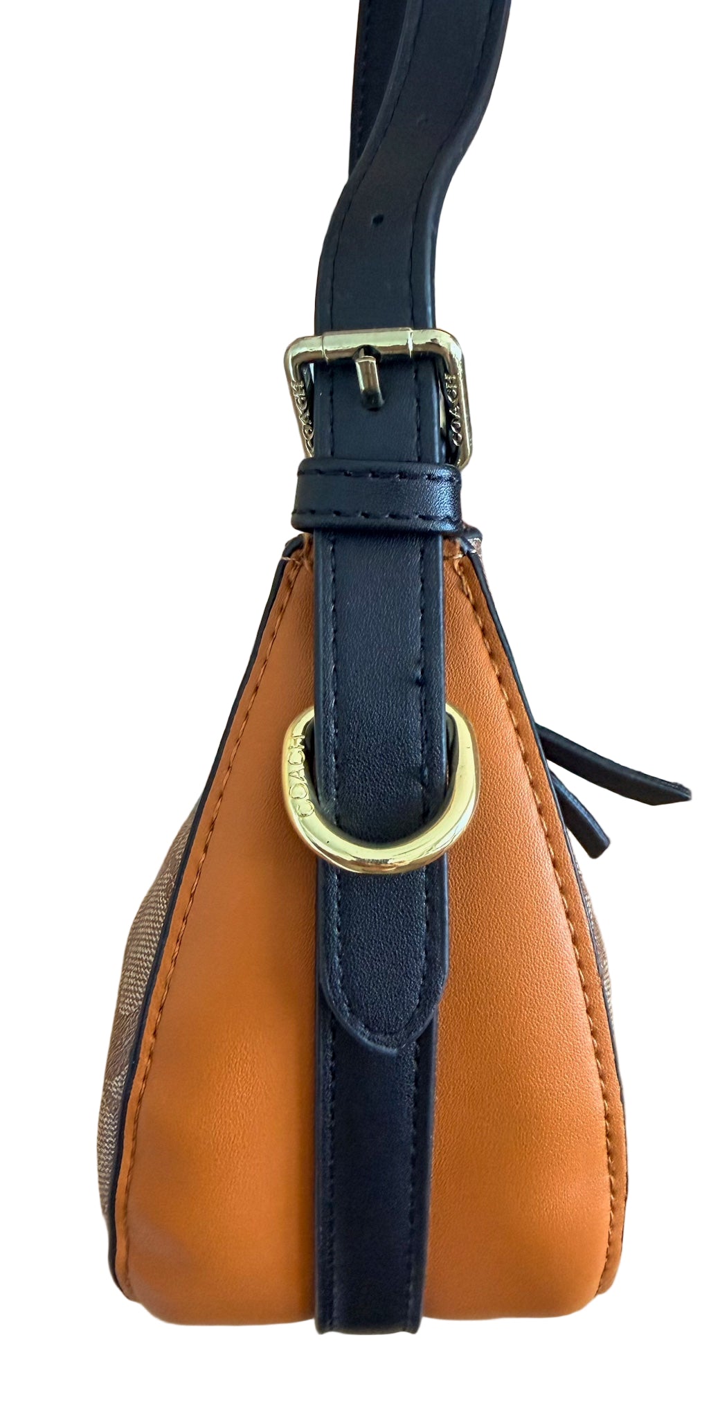 Coach Signature Jacquard Demi Shoulder Bag | Tan Canvas & Leather Accent | Vintage Y2K Shape Monogram Purse Bag