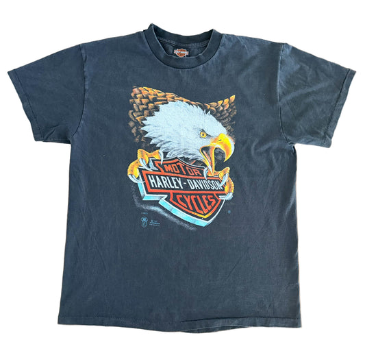Vintage 1987 Harley-Davidson “Eagle Grip” 3D Emblem Tee – Southern Nevada Las Vegas,Size-Large