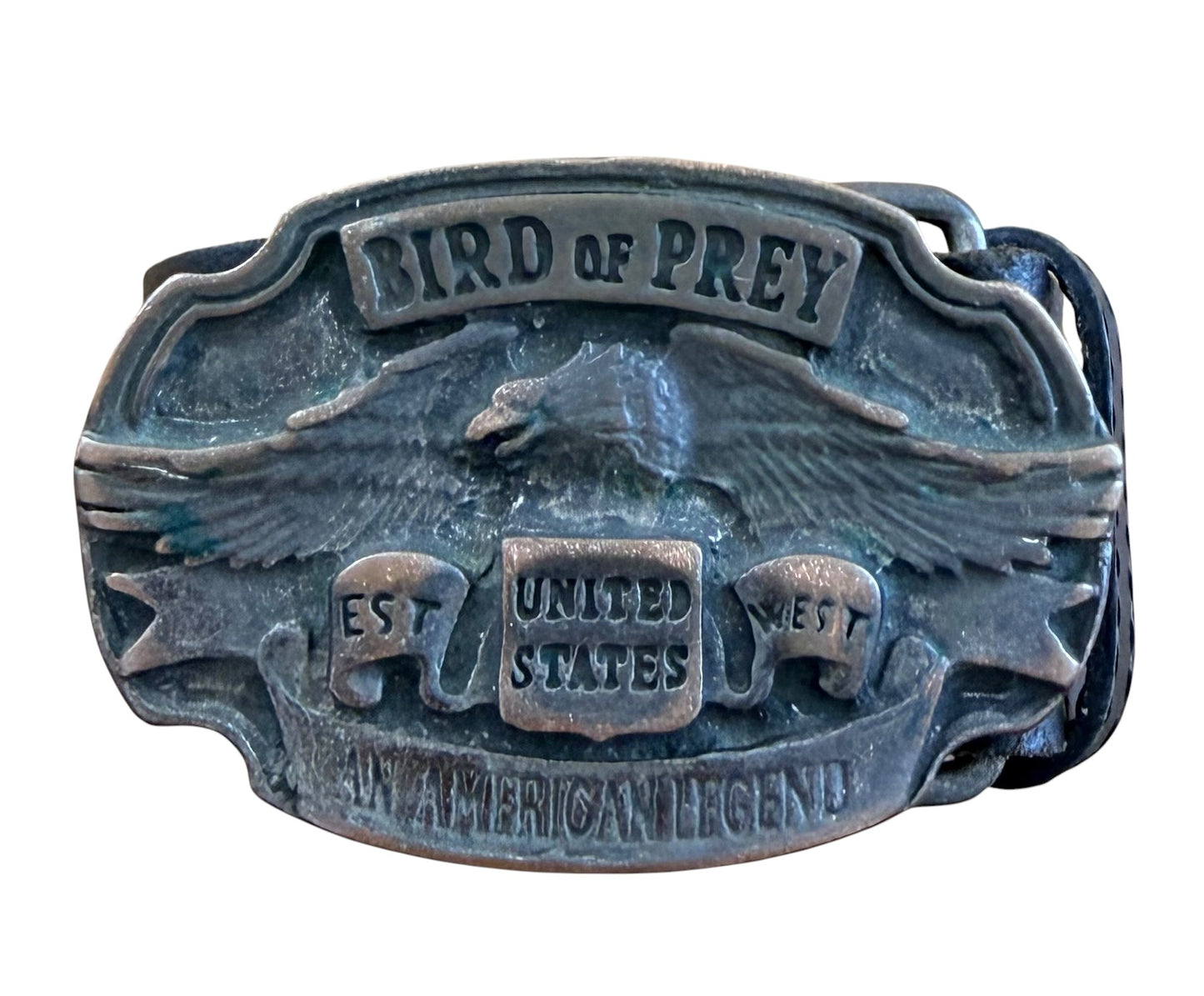 Vintage Bird Of Prey American Legend Black Leather Belt, XL