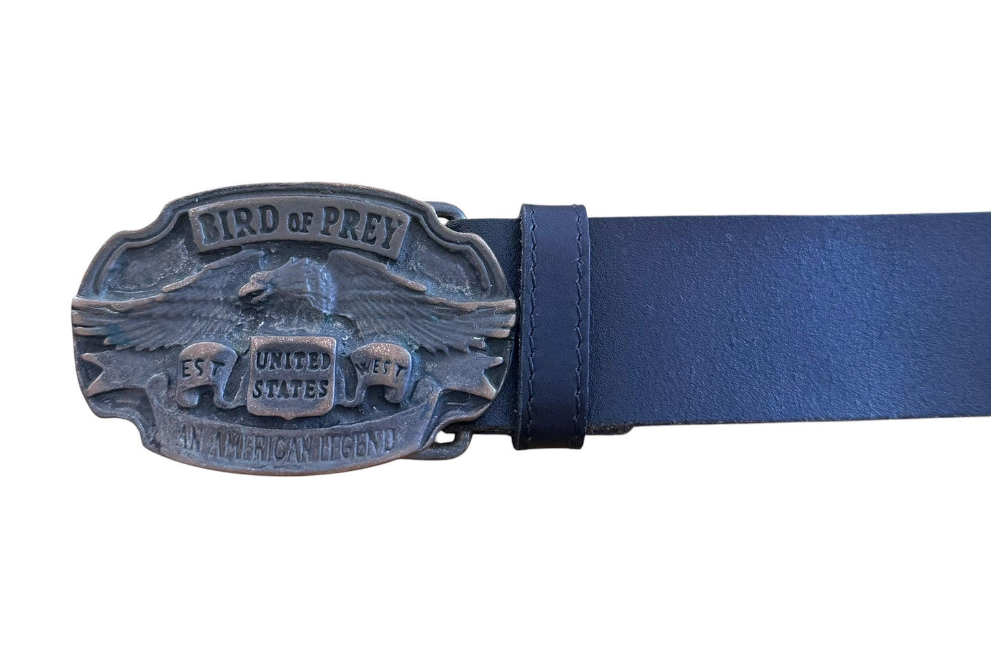 Vintage Bird Of Prey American Legend Black Leather Belt, XL