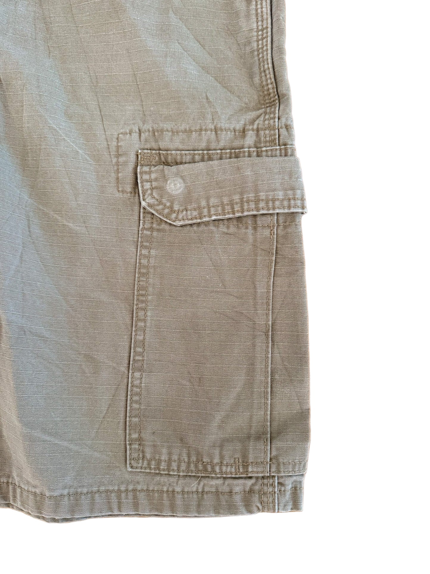 Vintage Wrangler Riggs Workwear Utility Cargo Jort Shorts Taupe Khaki Large 34" Waist