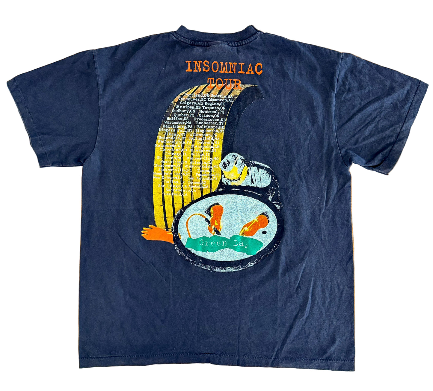 Vintage Green Day Insomniac Tour T-Shirt – 90s Punk Rock Band Tee Dookie Era Collectible Made in USA, Size-XL