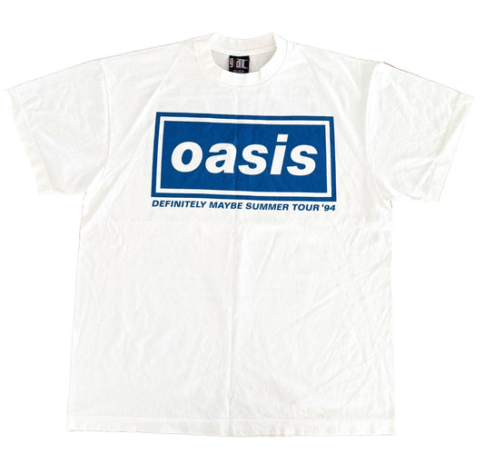 Vintage 1994 Oasis Definitely Maybe Tour T-Shirt – Giant Tag Made in USA Britpop Band Tee Liam Gallagher 90s Rock Merch Rare, Size-XL