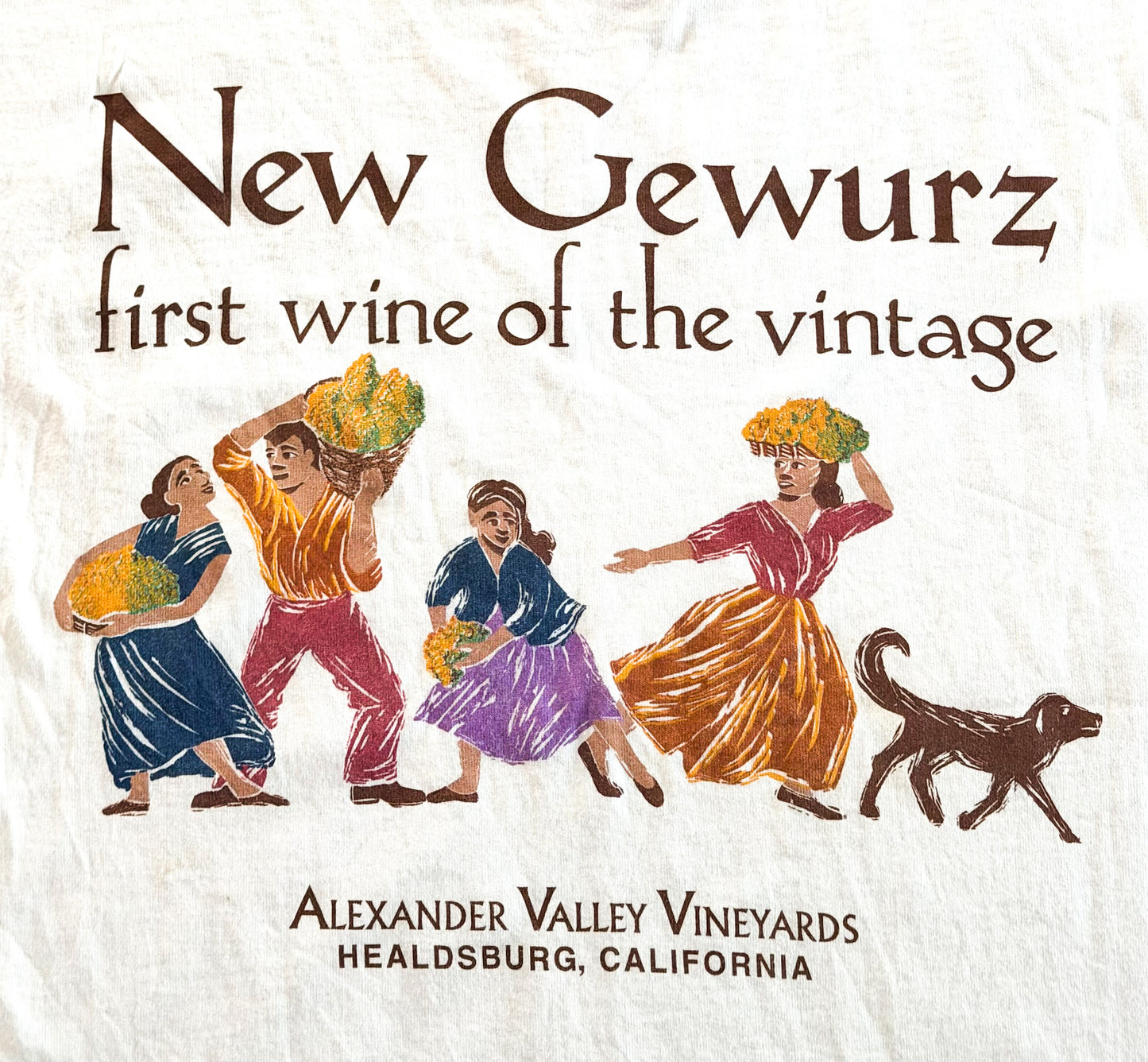 Vintage New Gewurz Wine California Graphic T-shirt, Large