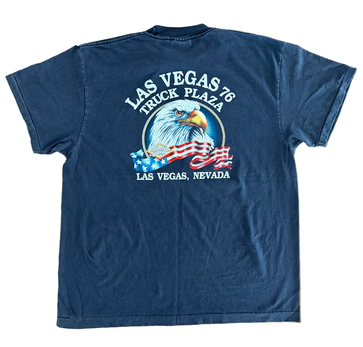 Vintage 1989 Harley-Davidson Wild and Free T-Shirt – 3D Emblem Bald Eagle Las Vegas Truck Plaza Double-Sided Made in USA, Size-XL