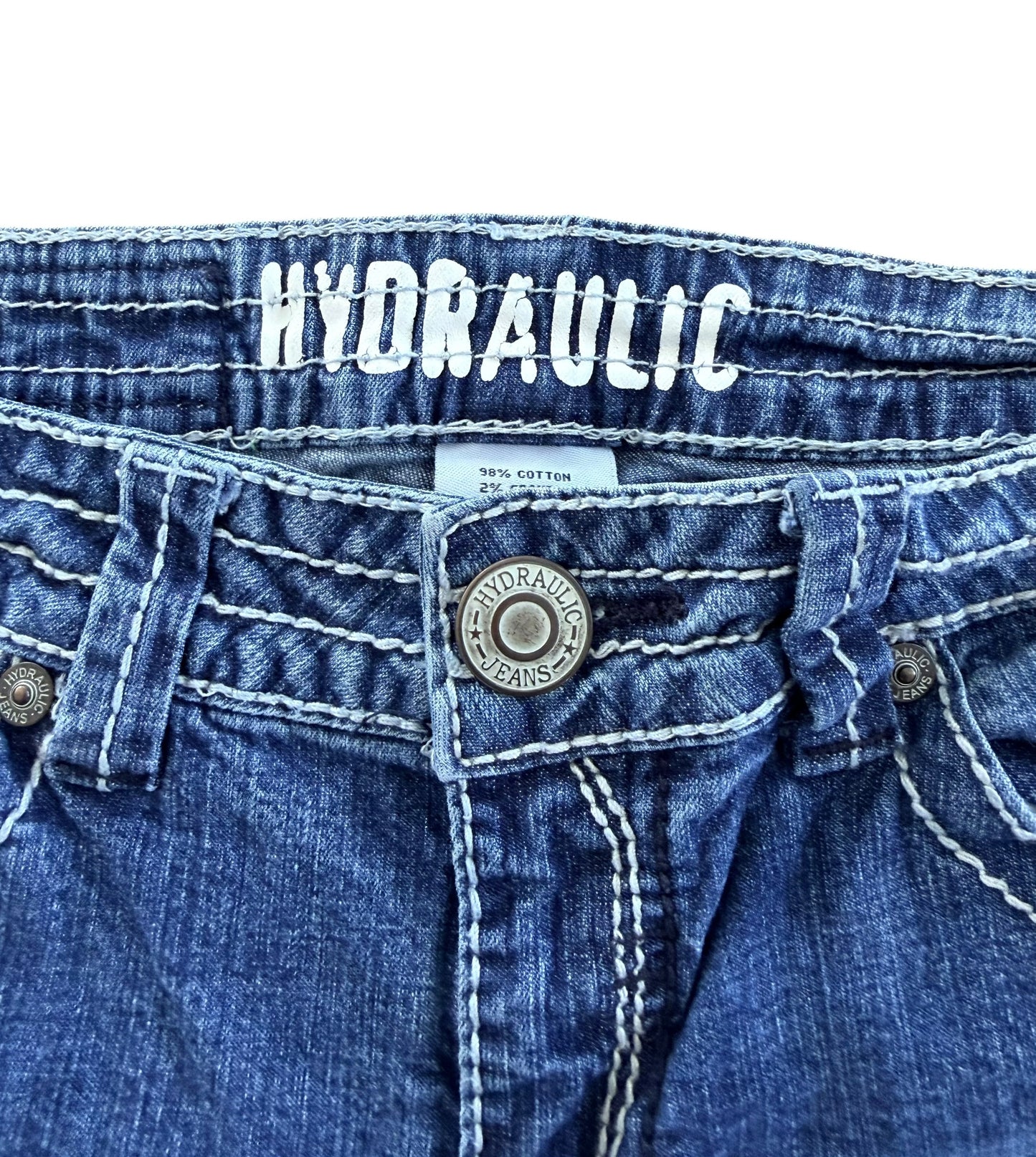 Hydraulic Embroidered Y2K Denim Capri Pants, 28W