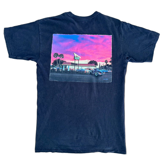 Vintage In-N-Out Burger T-Shirt – California Sunset Diner Graphic Tee 2000s Mike Rider Art Retro Fast Food Americana Top, Size-Medium
