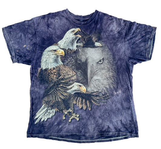 Vintage The Mountain Bald Eagle T-Shirt – 3D Tees USA Made Wildlife Graphic Eagle Print 90s-2000s Patriotic Animal Top, Size-XL