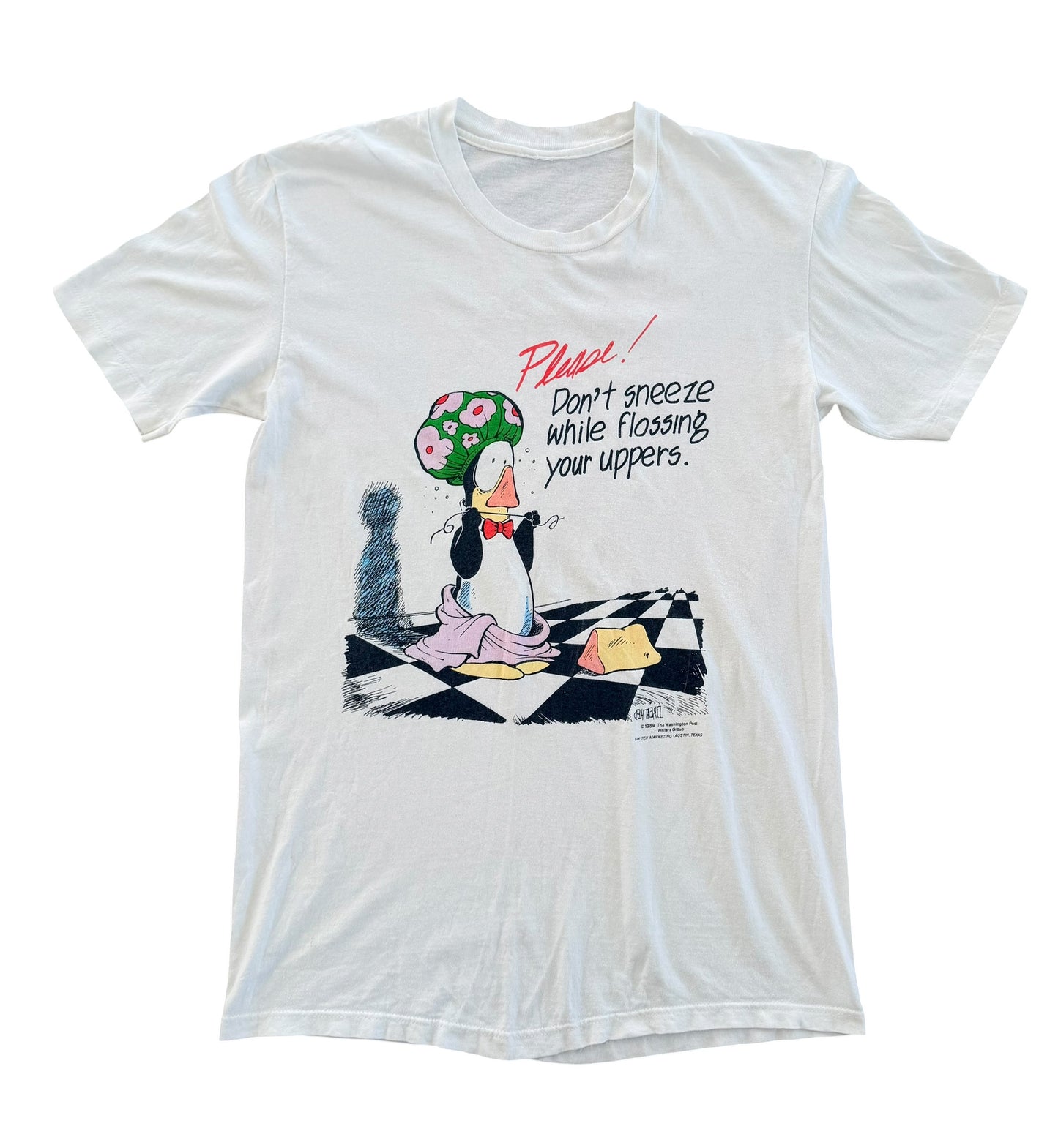 Vintage 1989 Washington Post Humour Graphic White T-shirt, Medium