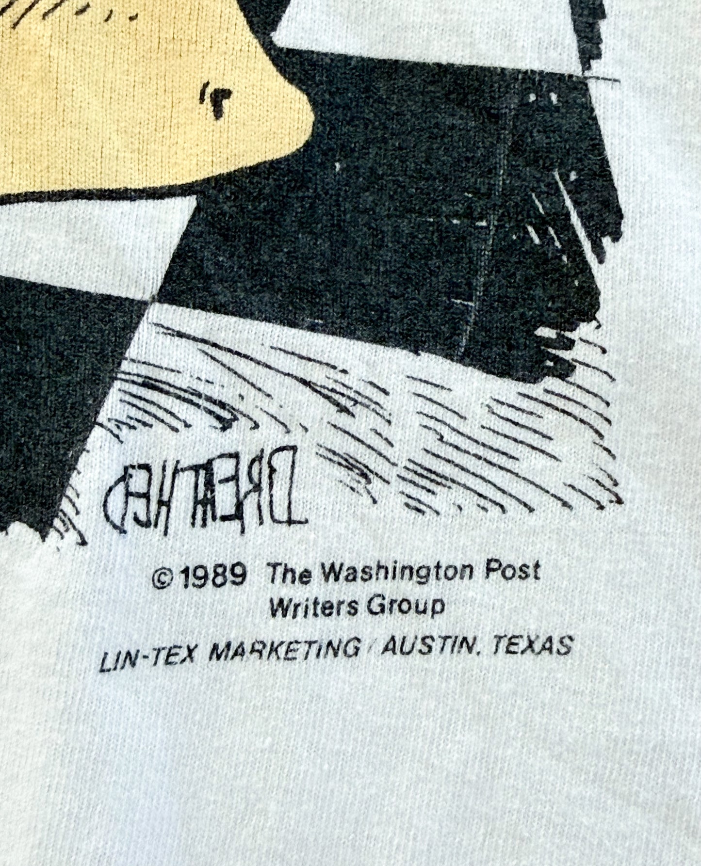 Vintage 1989 Washington Post Humour Graphic White T-shirt, Medium
