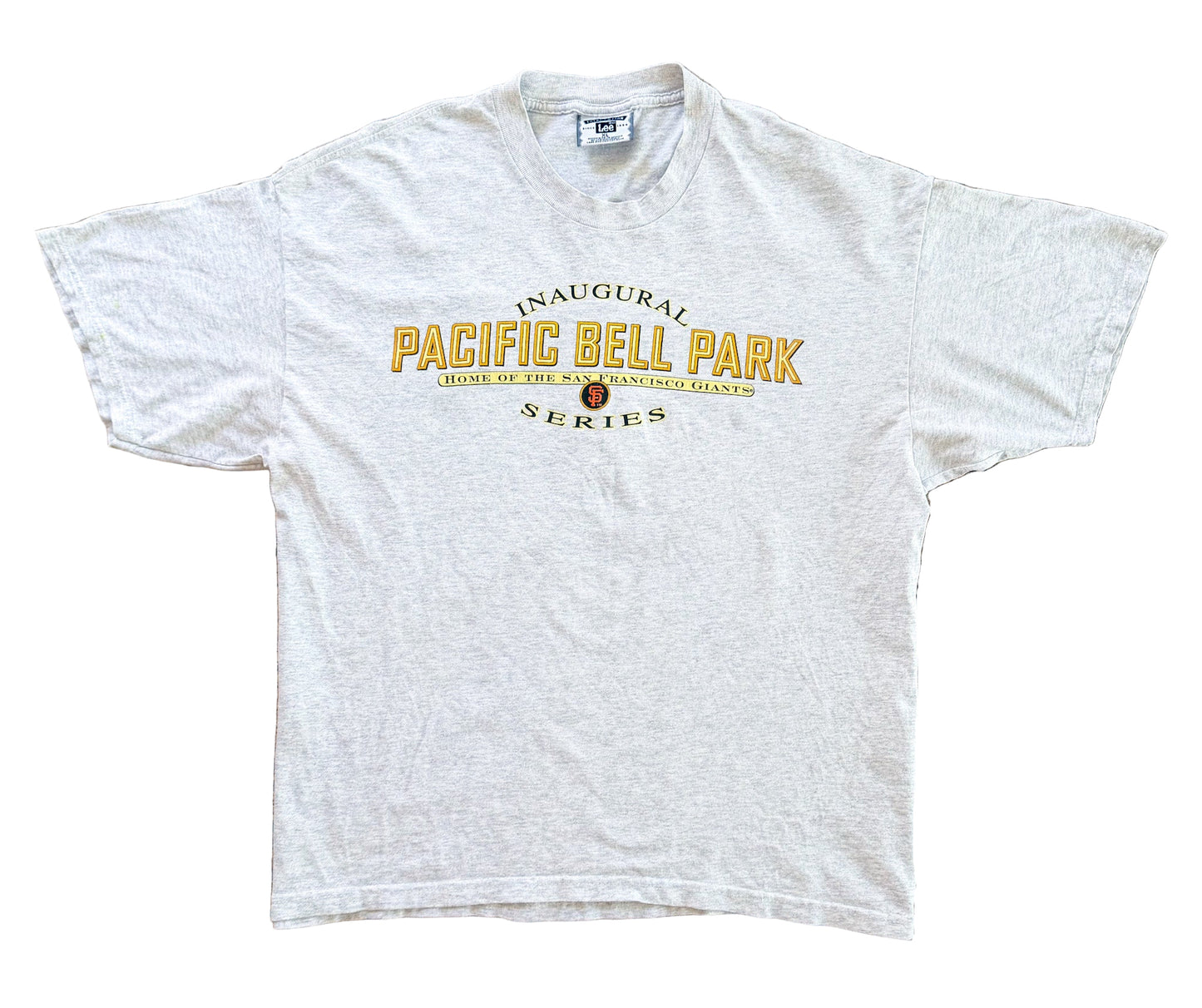 Vintage 2000 MLB Dodgers vs Giants “I Was There” Pacific Bell Park Tee – Lee Total Cotton – Grey Graphic Baseball T-Shirt – XL