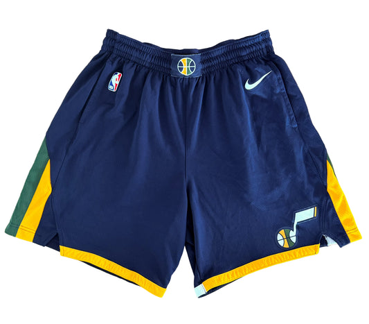 Vintage Utah Jazz Nike NBA Swingman Basketball Shorts Navy/Yellow/Green – XL