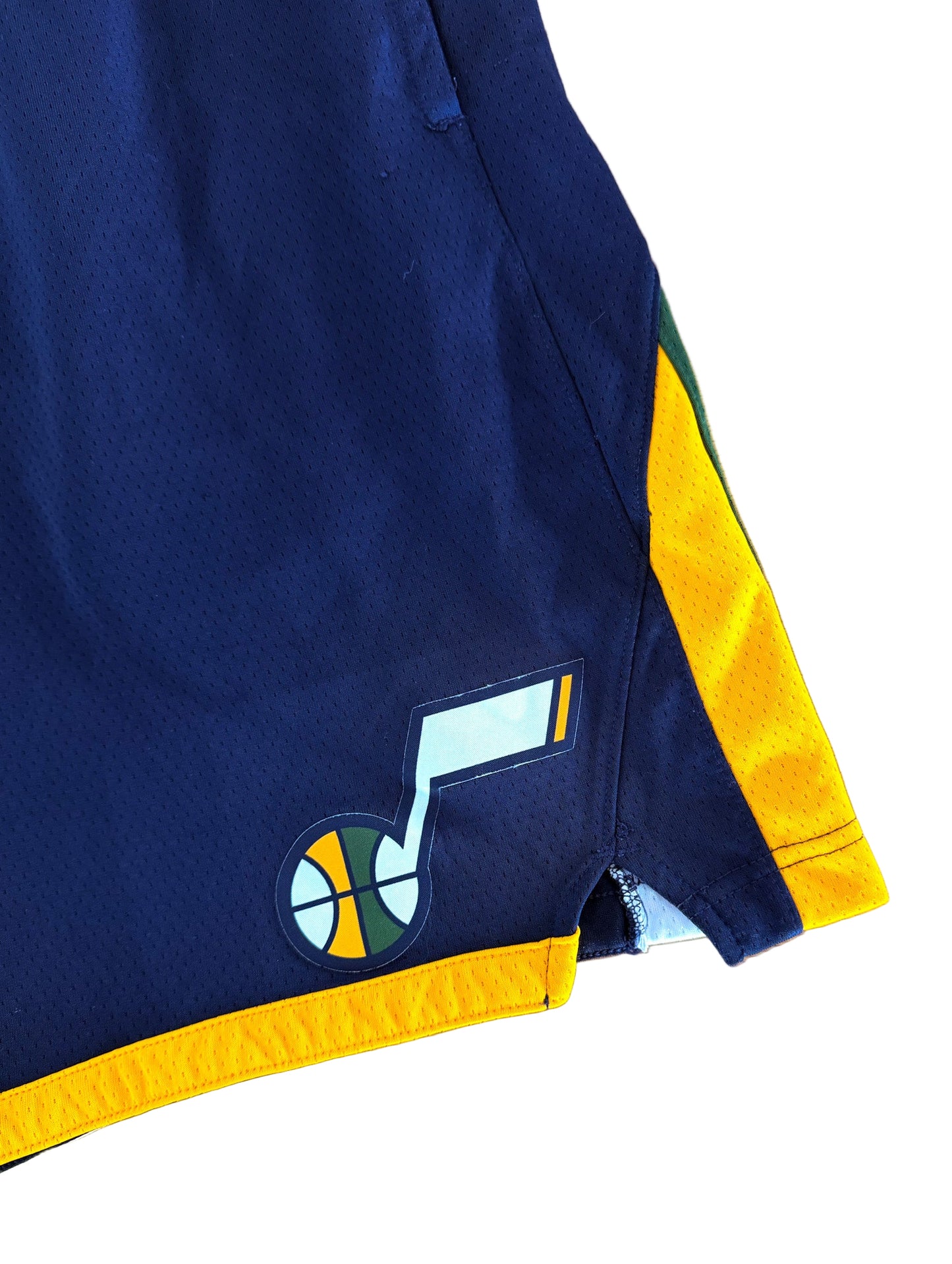 Vintage Utah Jazz Nike NBA Swingman Basketball Shorts Navy/Yellow/Green – XL