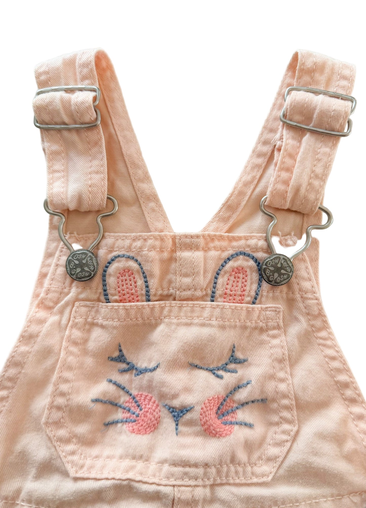 OshKosh B’gosh Bunny Tulle Overall Dress Peach Pink Denim & White Sparkle Skirt – Toddler 2 Years