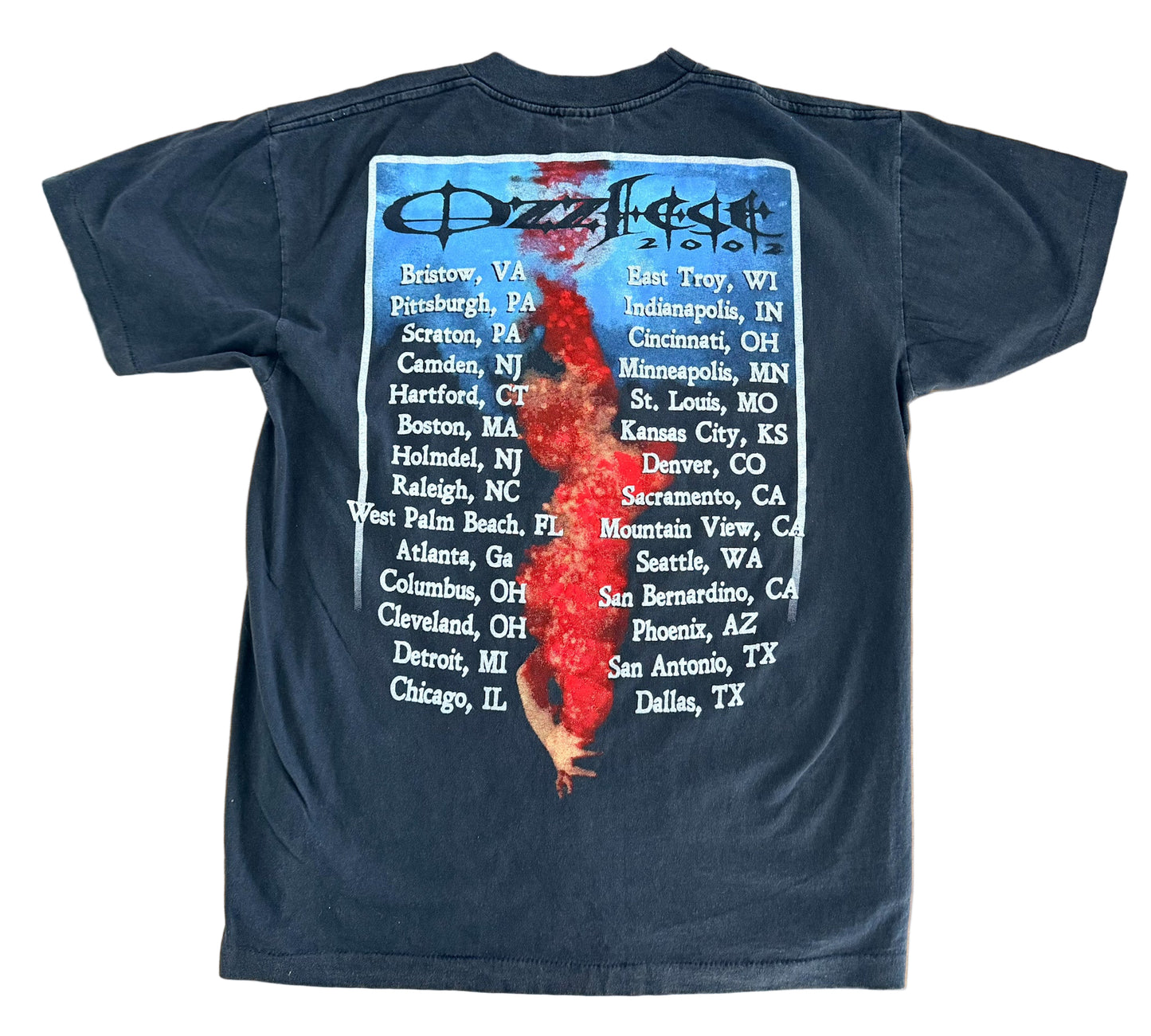 Vintage 2002 Ozzy Graphic Band T-Shirt – Ozzfest Tour Tee – Heavyweight Black Rock Metal Shirt,Size-Large