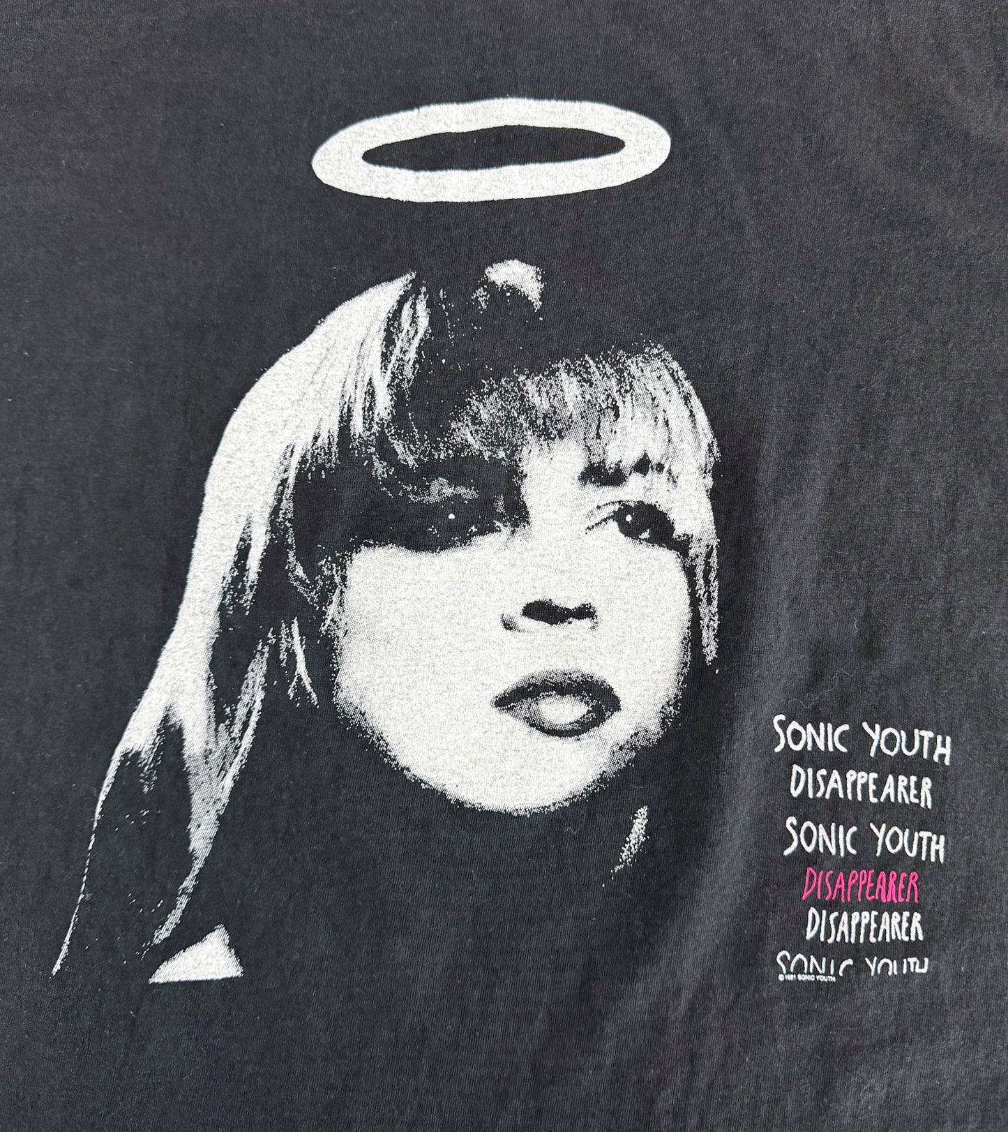 Vintage 90s Sonic Youth “Disappearer” Graphic Single Stitch Band T-Shirt Oneita Power-T Black XL
