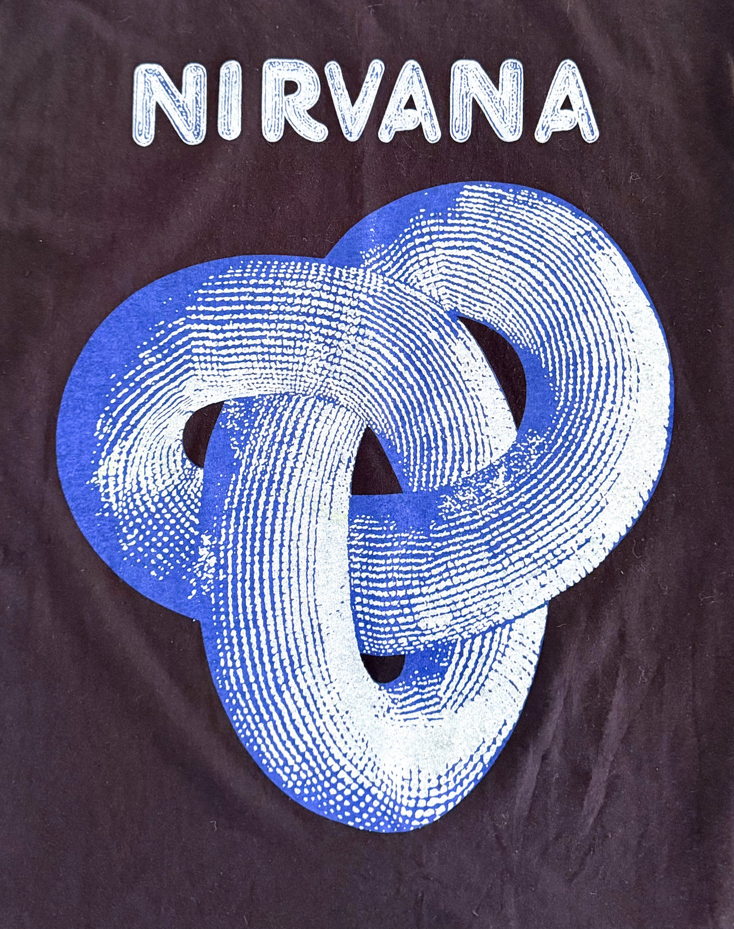 Vintage Nirvana Nevermind Blue Knot Graphic T-Shirt – Single Stitch Grunge Band Tee,Size-Large