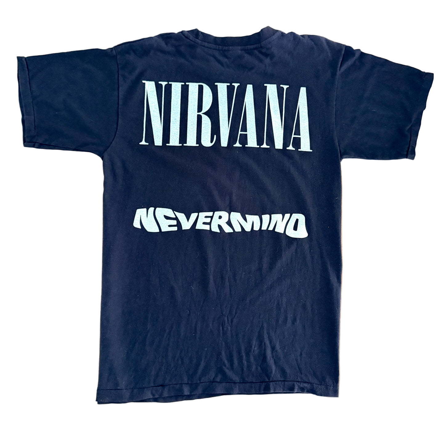 Vintage Nirvana Nevermind Blue Knot Graphic T-Shirt – Single Stitch Grunge Band Tee,Size-Large