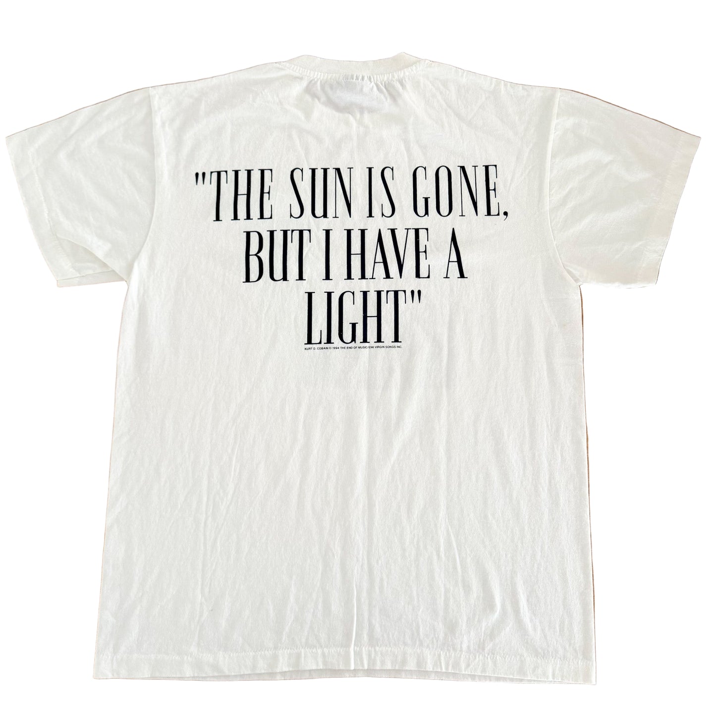 Vintage 1995 Kurt Cobain Tribute T-Shirt — Giant Tag USA Made Single Stitch — Nirvana Grunge Rock Tee — Size-Large