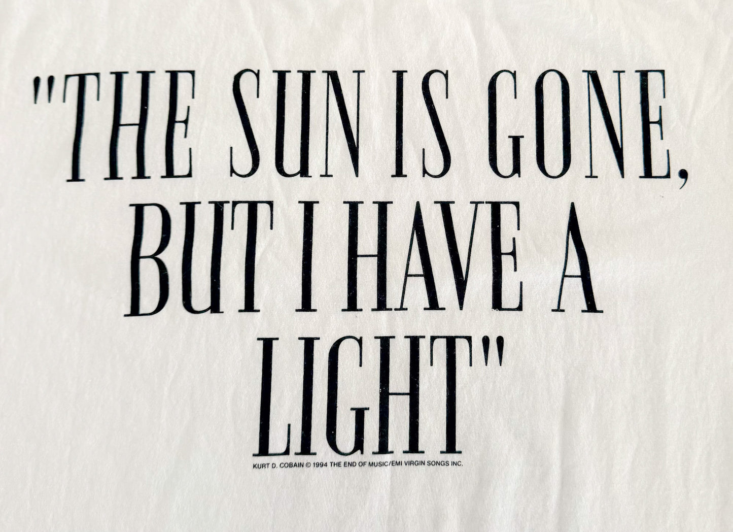 Vintage 1995 Kurt Cobain Tribute T-Shirt — Giant Tag USA Made Single Stitch — Nirvana Grunge Rock Tee — Size-Large