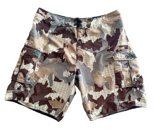 Vintage Quiksilver Camo Cargo Board Shorts – Y2K Surf Skate Utility Style – Size X-Large