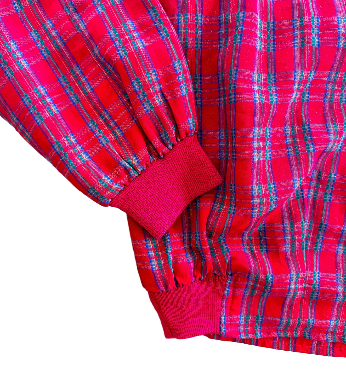 Vintage Burberrys Tartan Jacket Red Plaid Knight Logo Embroidered Made in England – Large