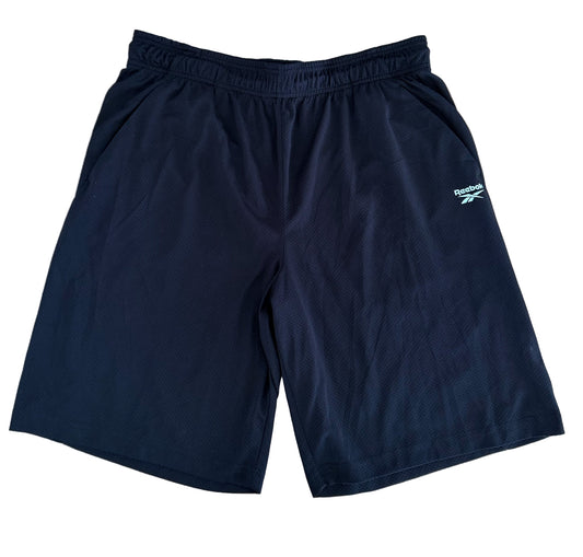 Vintage 2000s Reebok Black Mesh Athletic | Classic Training Activewear Gym Fit Sport Shorts, Size-Large