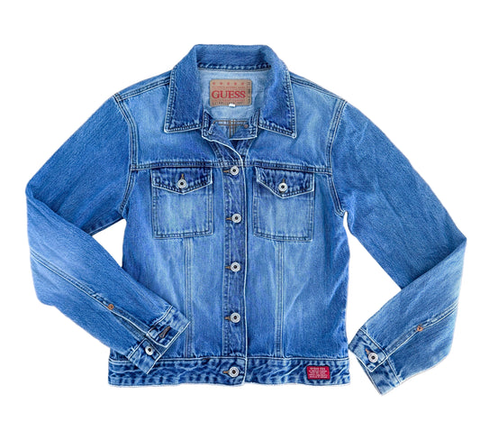Vintage 90s Guess USA Denim Jacket Light Wash 100% Cotton American Tradition – Size Small