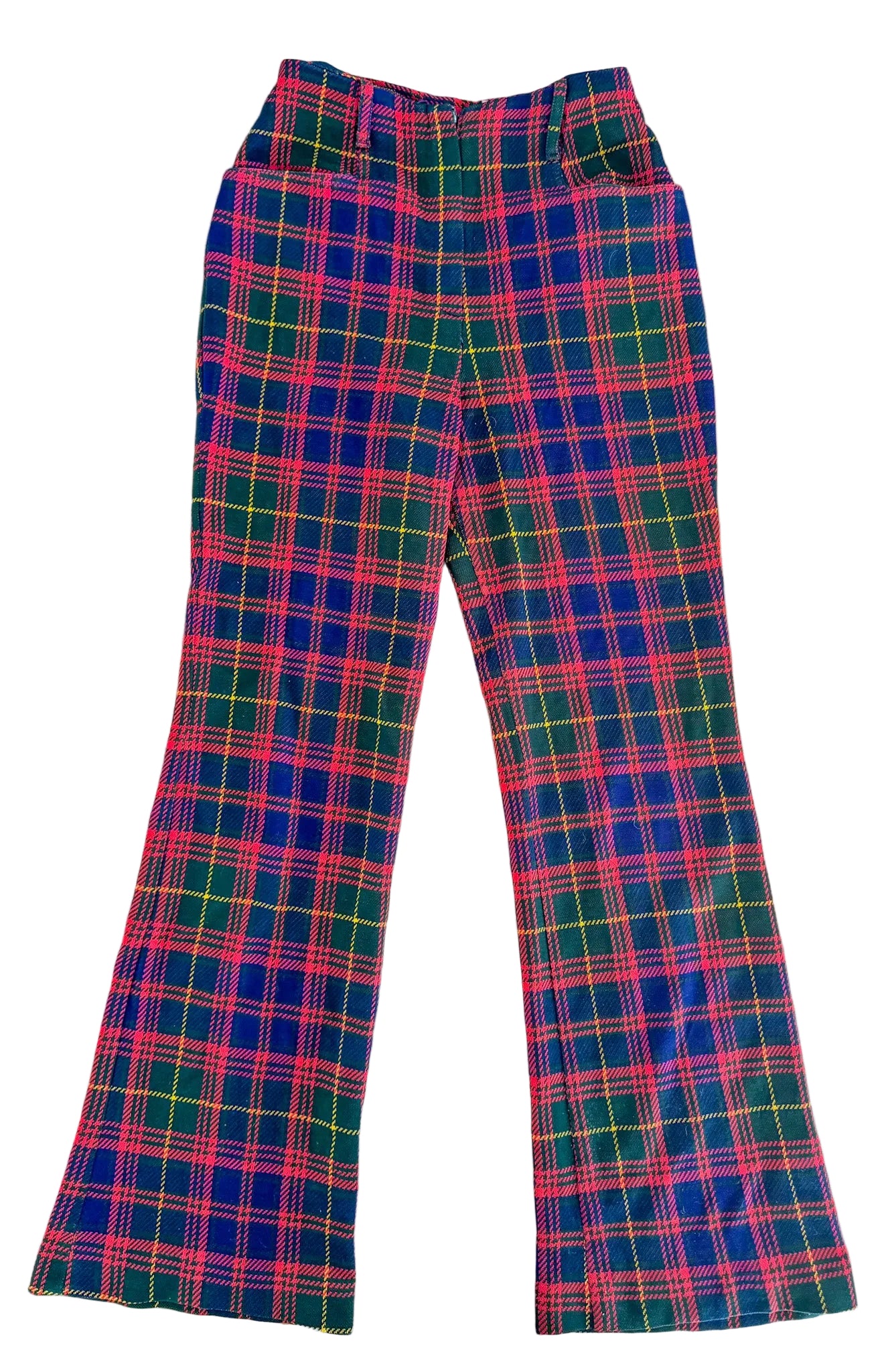 Vintage 70s Glen of Michigan Tartan Plaid Talon Zip Flare Pants, W25