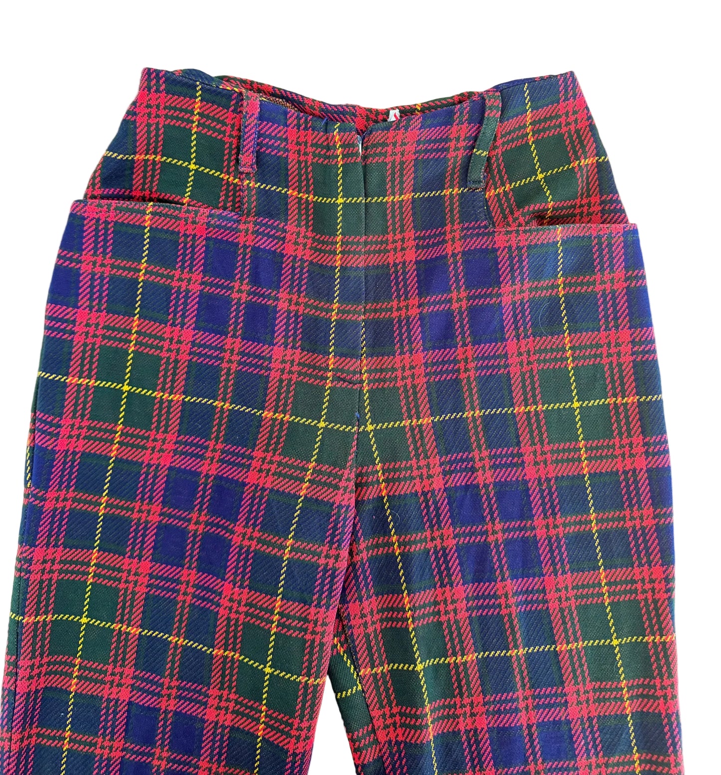 Vintage 70s Glen of Michigan Tartan Plaid Talon Zip Flare Pants, W25
