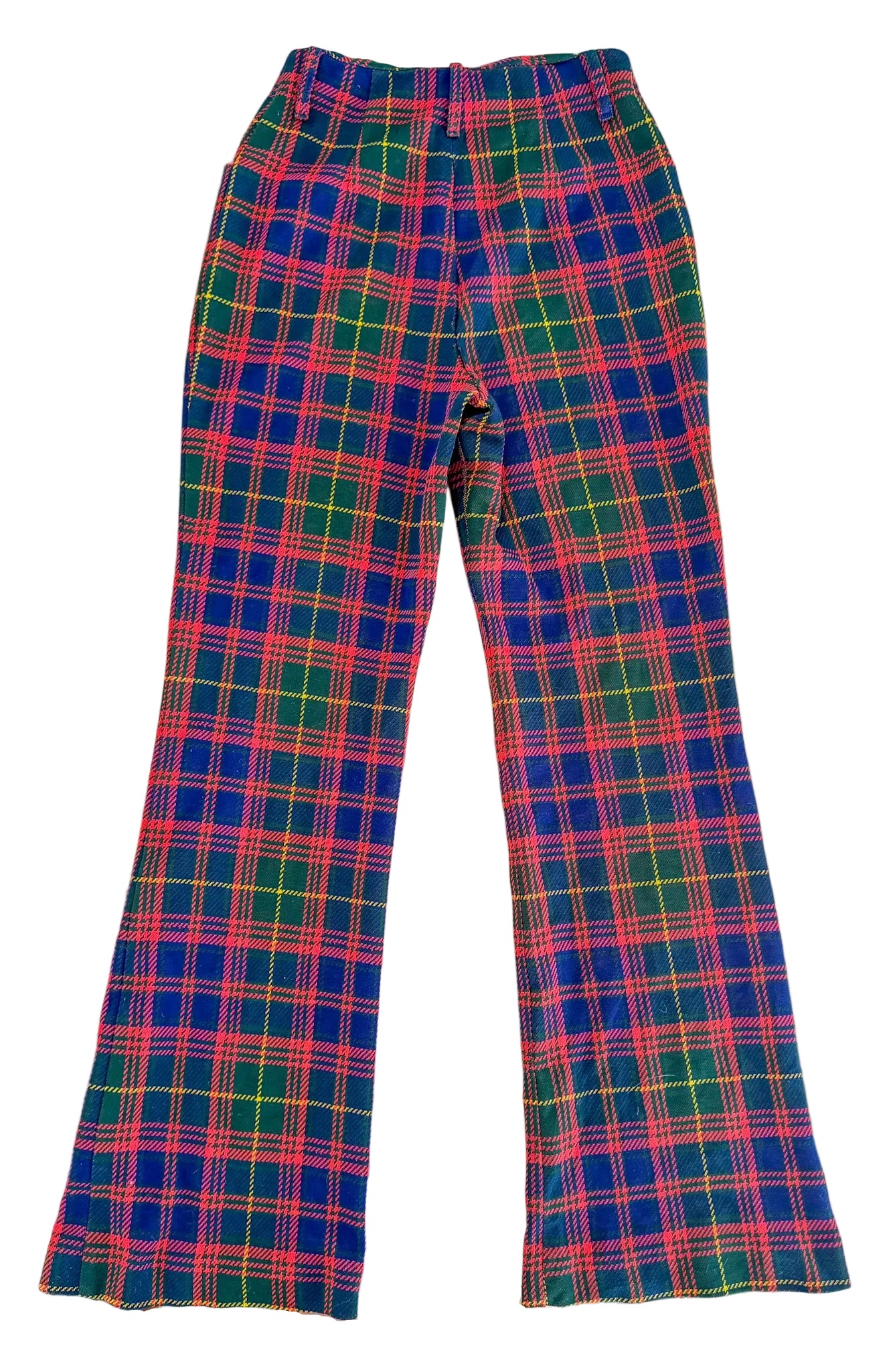 Vintage 70s Glen of Michigan Tartan Plaid Talon Zip Flare Pants, W25